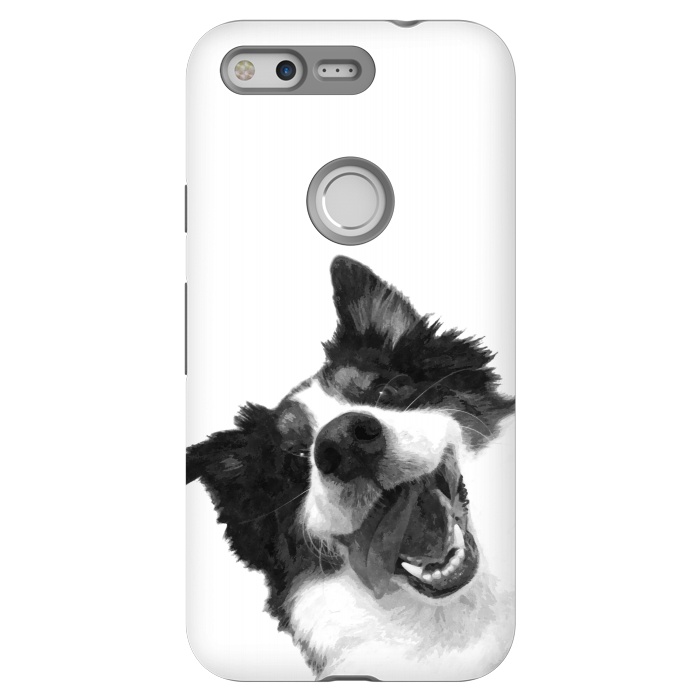 Pixel StrongFit Black and White Happy Dog by Alemi