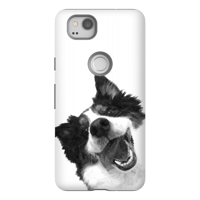 Pixel 2 StrongFit Black and White Happy Dog by Alemi
