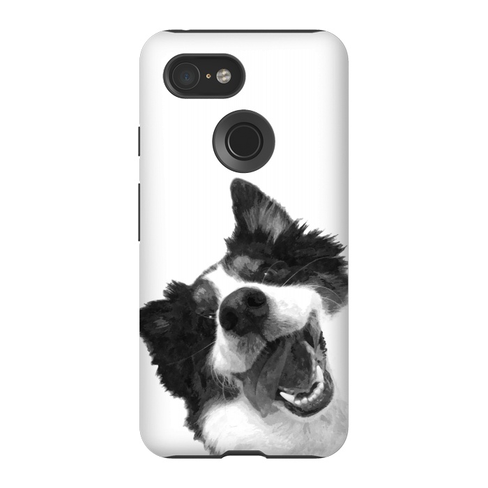 Pixel 3 StrongFit Black and White Happy Dog by Alemi