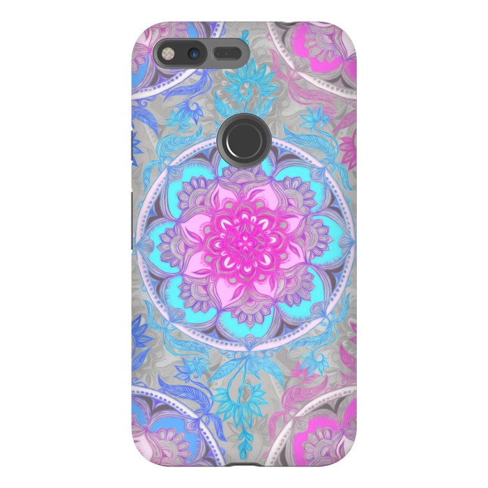 Pixel XL StrongFit Pink, Purple and Turquoise Super Boho Medallions by Micklyn Le Feuvre