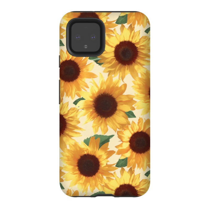 Pixel 4 StrongFit Happy Yellow Sunflowers by Micklyn Le Feuvre