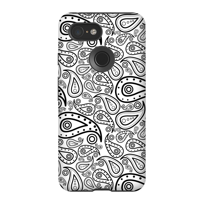 Pixel 3 StrongFit black and white paisley by TMSarts