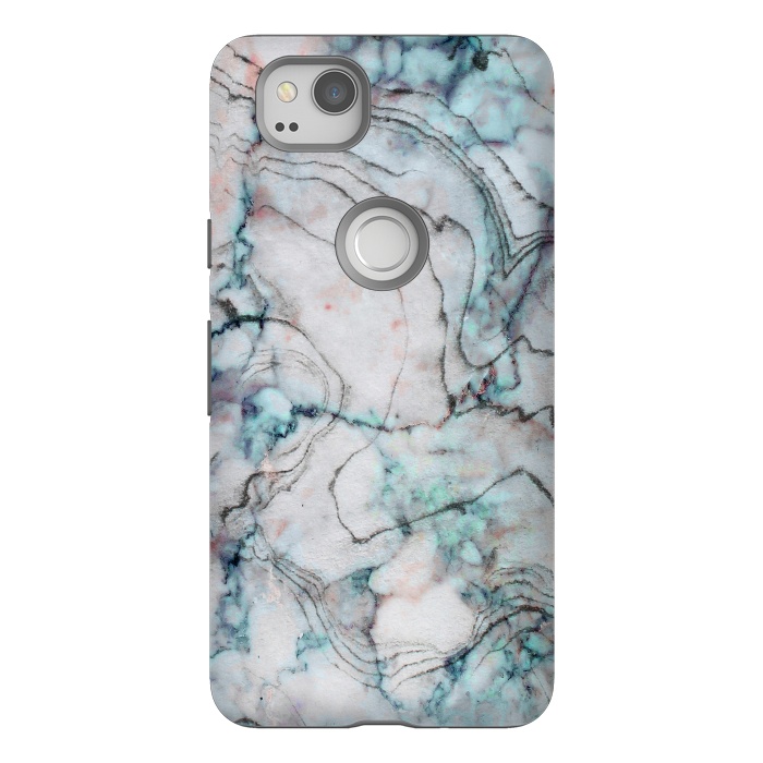 Pixel 2 StrongFit Teal and gray marble by  Utart