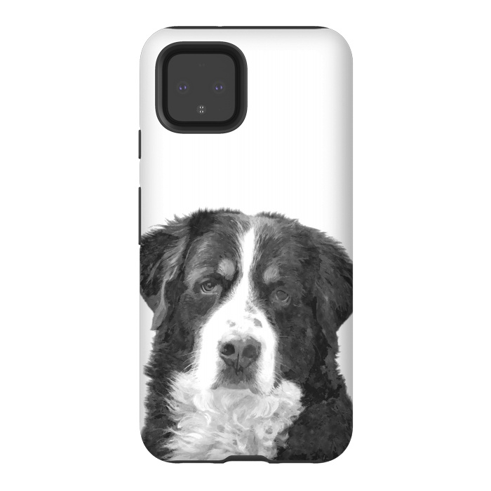 Pixel 4 StrongFit Black and White Bernese Mountain by Alemi
