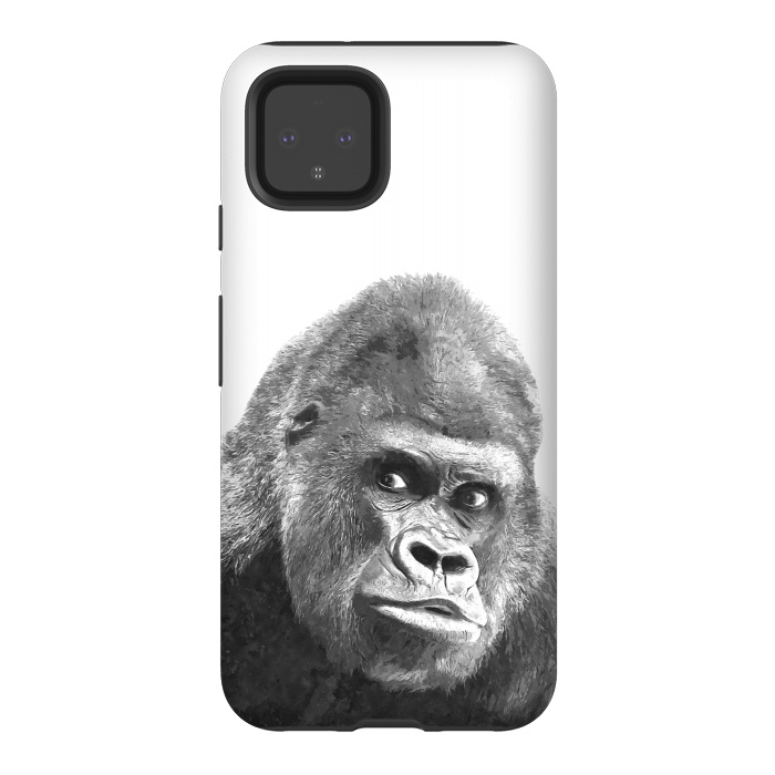 Pixel 4 StrongFit Black and White Gorilla by Alemi