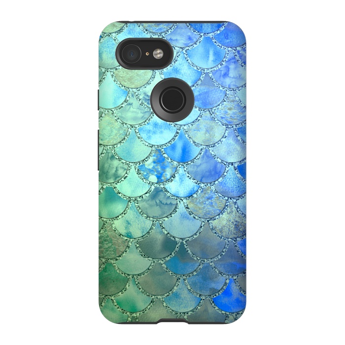 Pixel 3 StrongFit Ocean green and blue Mermaid Scales by  Utart
