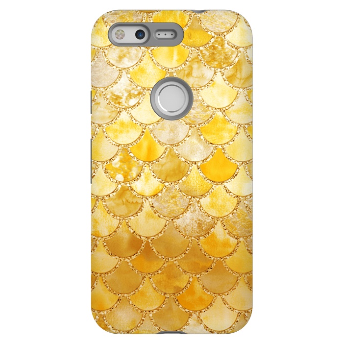 Pixel StrongFit Gold Watercolor Mermaid Scales by  Utart