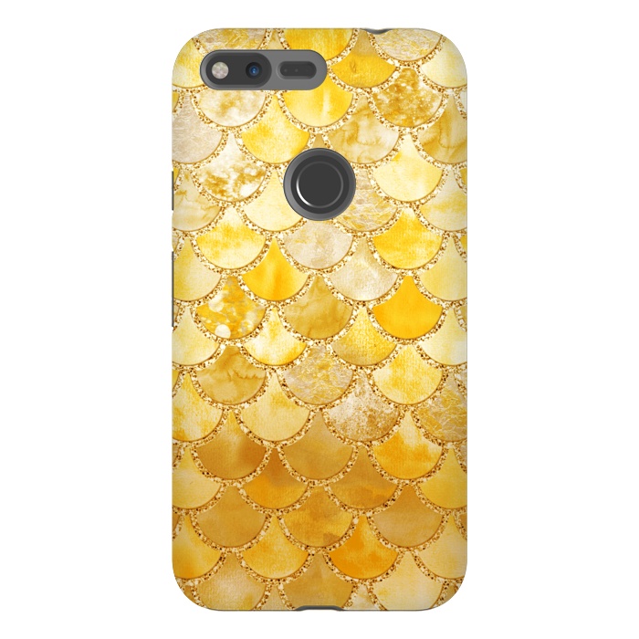 Pixel XL StrongFit Gold Watercolor Mermaid Scales by  Utart