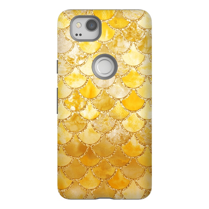 Pixel 2 StrongFit Gold Watercolor Mermaid Scales by  Utart