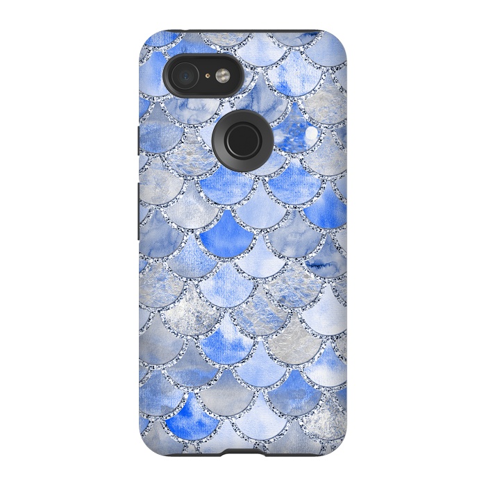 Pixel 3 StrongFit Blue and Silver Mermaid Scales by  Utart