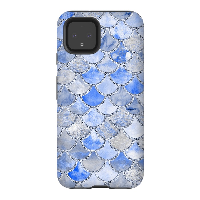 Pixel 4 StrongFit Blue and Silver Mermaid Scales by  Utart
