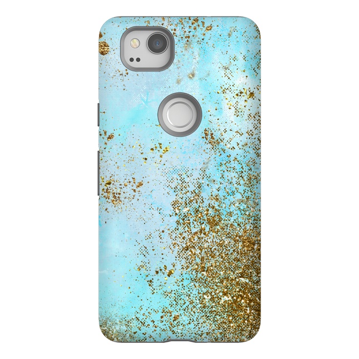 Pixel 2 StrongFit Gold and Teal Mermaid Glitter Foam by  Utart