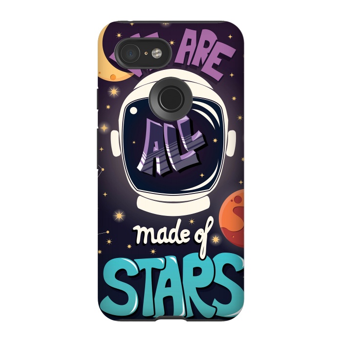 Pixel 3 StrongFit We are all made of stars, typography modern poster design with astronaut helmet and night sky by Jelena Obradovic