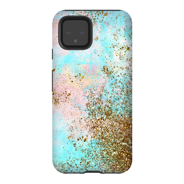 Pixel 4 StrongFit Pink and Teal and Gold Mermaid Glitter Seafoam by  Utart