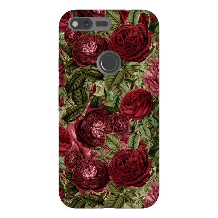 Pixel XL StrongFit Victorian Dark Red Vintage Roses by  Utart