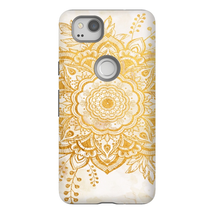 Pixel 2 StrongFit Queen Starring of Mandala-Gold Sunflower I by ''CVogiatzi.