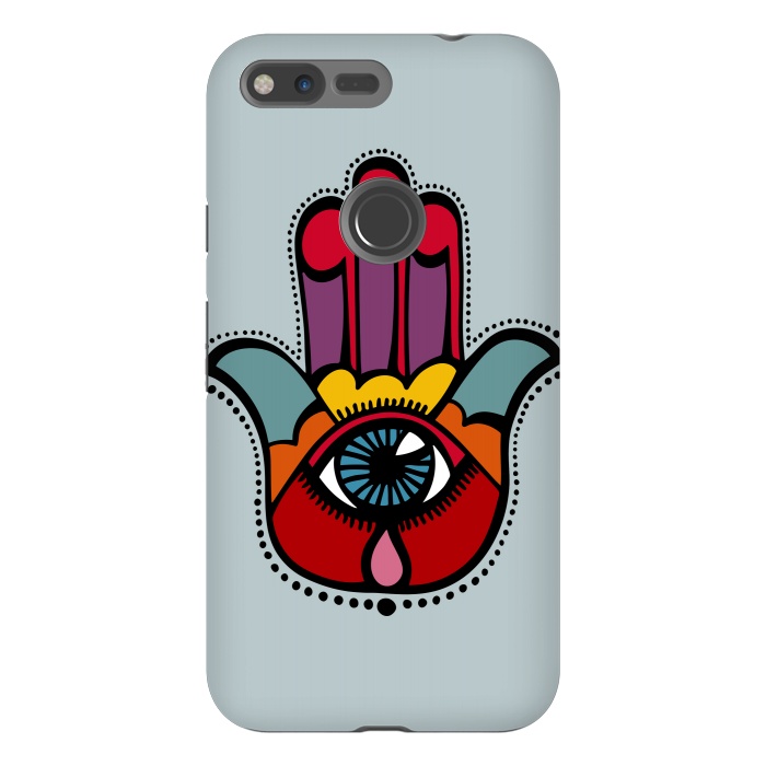 Pixel XL StrongFit Pop Hamsa over Blue by Majoih