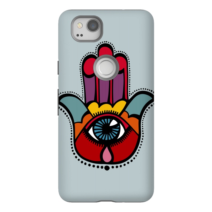 Pixel 2 StrongFit Pop Hamsa over Blue by Majoih