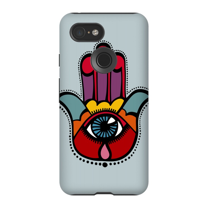 Pixel 3 StrongFit Pop Hamsa over Blue by Majoih