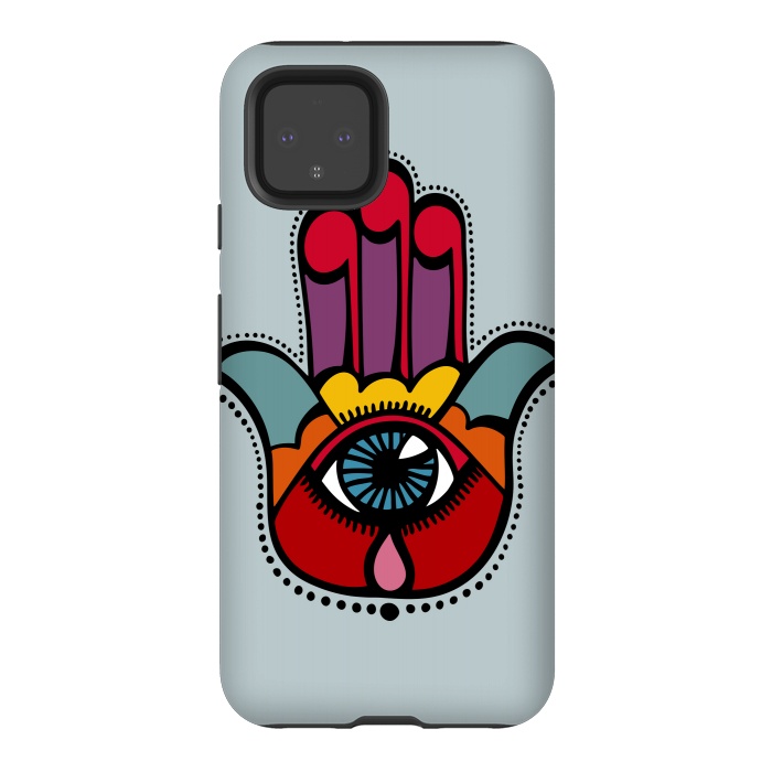 Pixel 4 StrongFit Pop Hamsa over Blue by Majoih