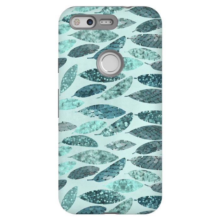 Pixel StrongFit Turquoise Green Mermaid Feathers 2 by Andrea Haase