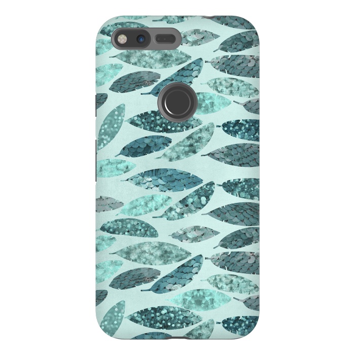 Pixel XL StrongFit Turquoise Green Mermaid Feathers 2 by Andrea Haase