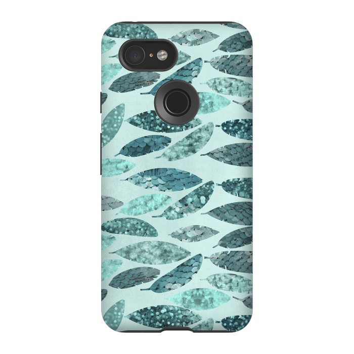 Pixel 3 StrongFit Turquoise Green Mermaid Feathers 2 by Andrea Haase