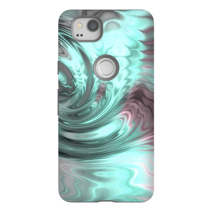 Pixel 2 StrongFit Abstract Fractal Teal Pink 2 by Andrea Haase