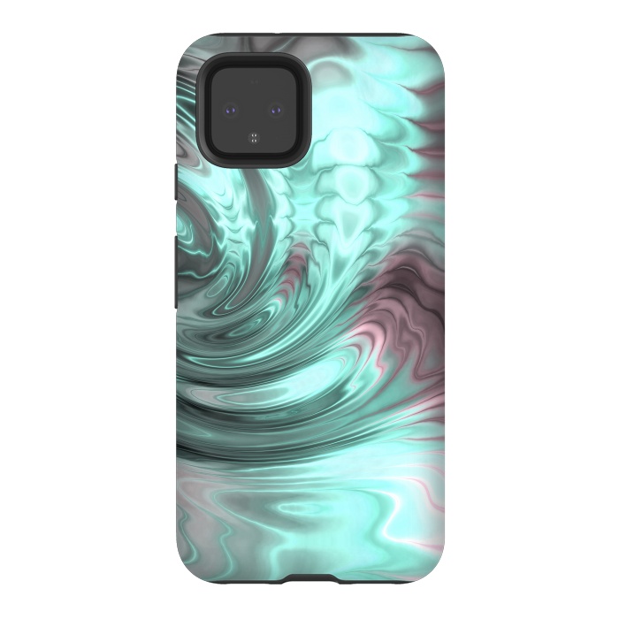 Pixel 4 StrongFit Abstract Fractal Teal Pink 2 by Andrea Haase
