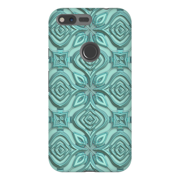 Pixel XL StrongFit Elegant Green Turquoise Ornament Pattern by Andrea Haase