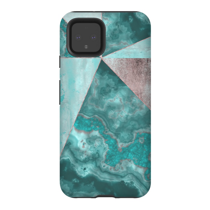 Pixel 4 StrongFit Rosegold And Gemstone Collage 2 by Andrea Haase