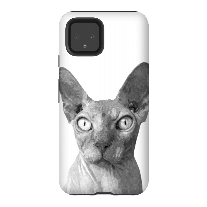 Pixel 4 StrongFit Black and White Sphynx by Alemi
