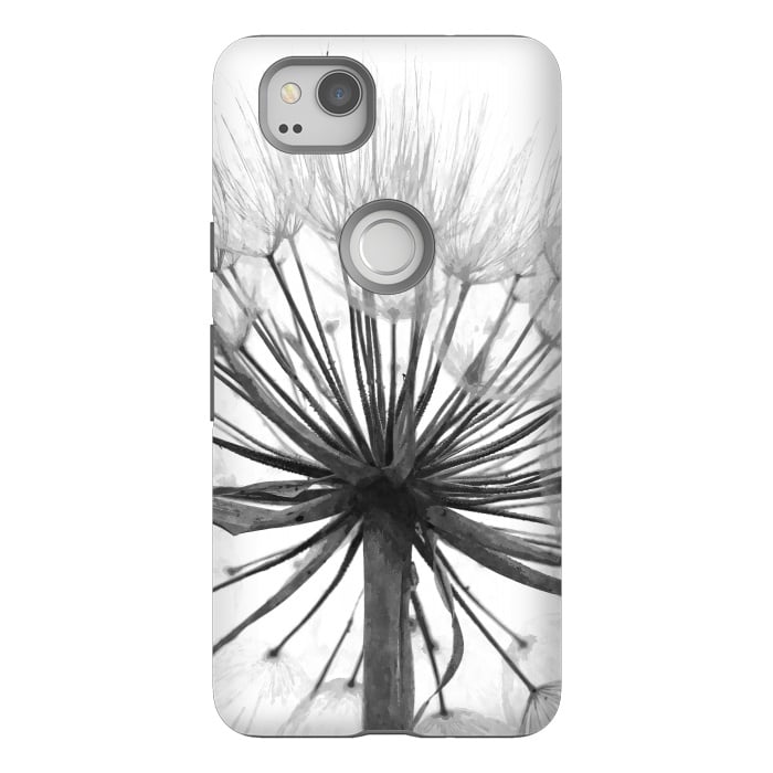Pixel 2 StrongFit Black and White Dandelion by Alemi