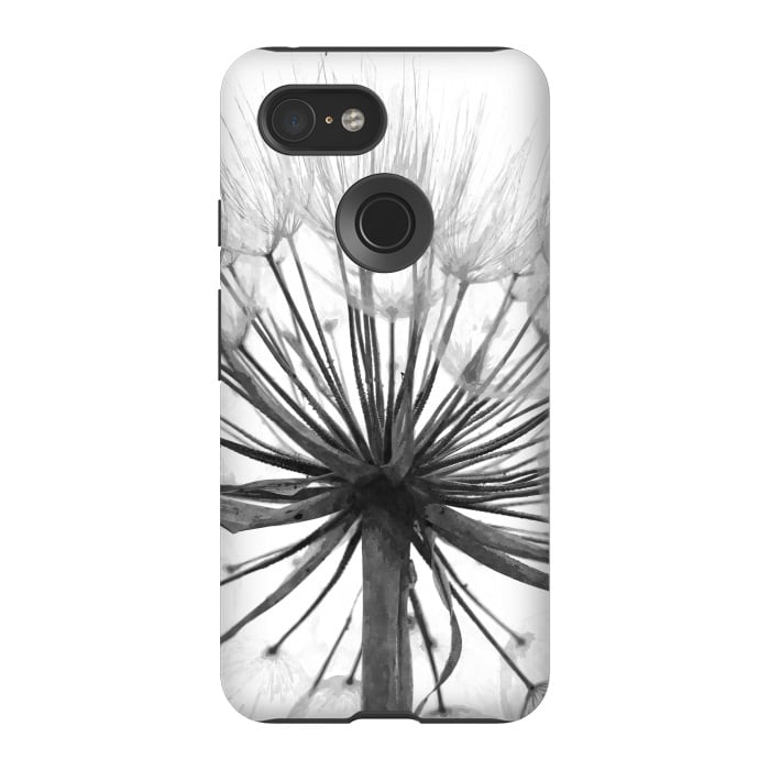 Pixel 3 StrongFit Black and White Dandelion by Alemi