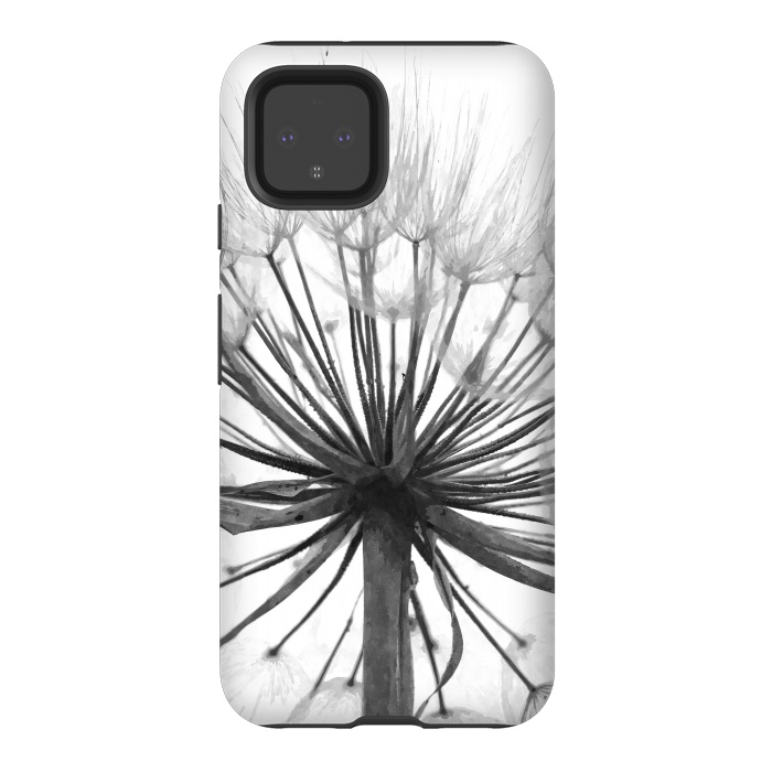 Pixel 4 StrongFit Black and White Dandelion by Alemi