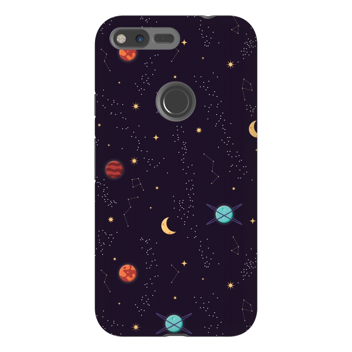 Pixel XL StrongFit Universe with planets and stars seamless pattern, cosmos starry night sky, vector illustration by Jelena Obradovic