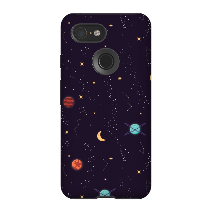Pixel 3 StrongFit Universe with planets and stars seamless pattern, cosmos starry night sky, vector illustration by Jelena Obradovic