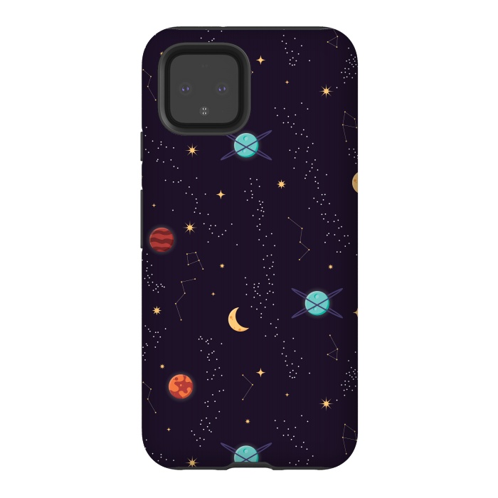 Pixel 4 StrongFit Universe with planets and stars seamless pattern, cosmos starry night sky, vector illustration by Jelena Obradovic