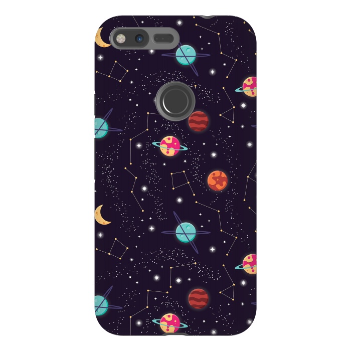 Pixel XL StrongFit Universe with planets and stars seamless pattern, cosmos starry night sky 004 by Jelena Obradovic