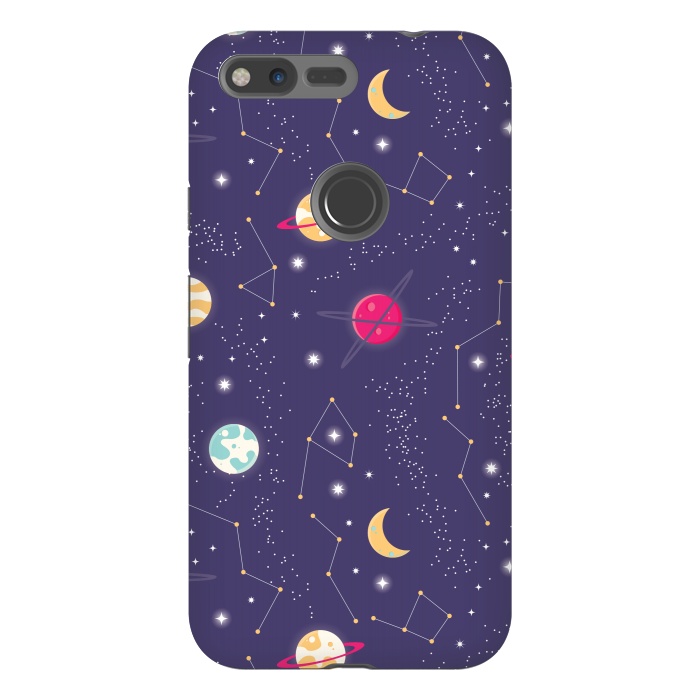 Pixel XL StrongFit Universe with planets and stars seamless pattern, cosmos starry night sky 006 by Jelena Obradovic
