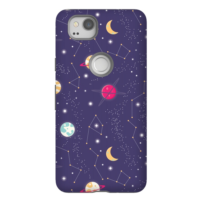 Pixel 2 StrongFit Universe with planets and stars seamless pattern, cosmos starry night sky 006 by Jelena Obradovic
