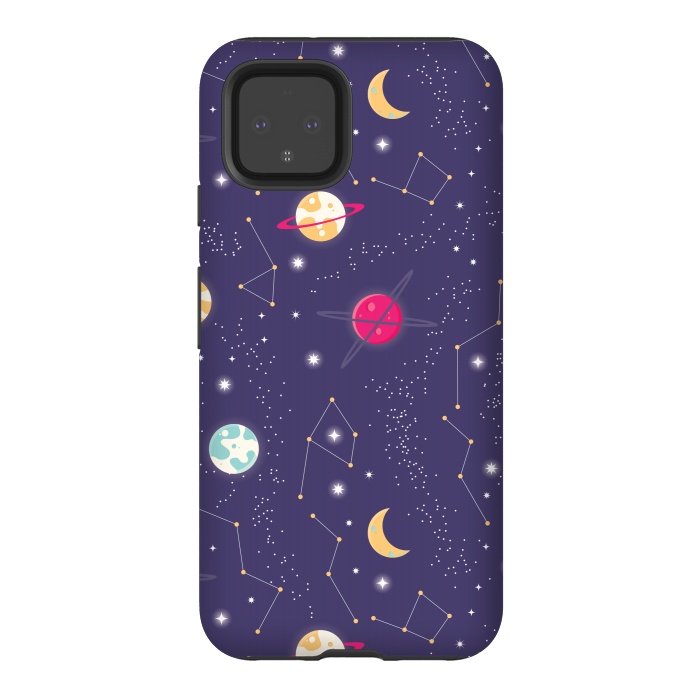 Pixel 4 StrongFit Universe with planets and stars seamless pattern, cosmos starry night sky 006 by Jelena Obradovic
