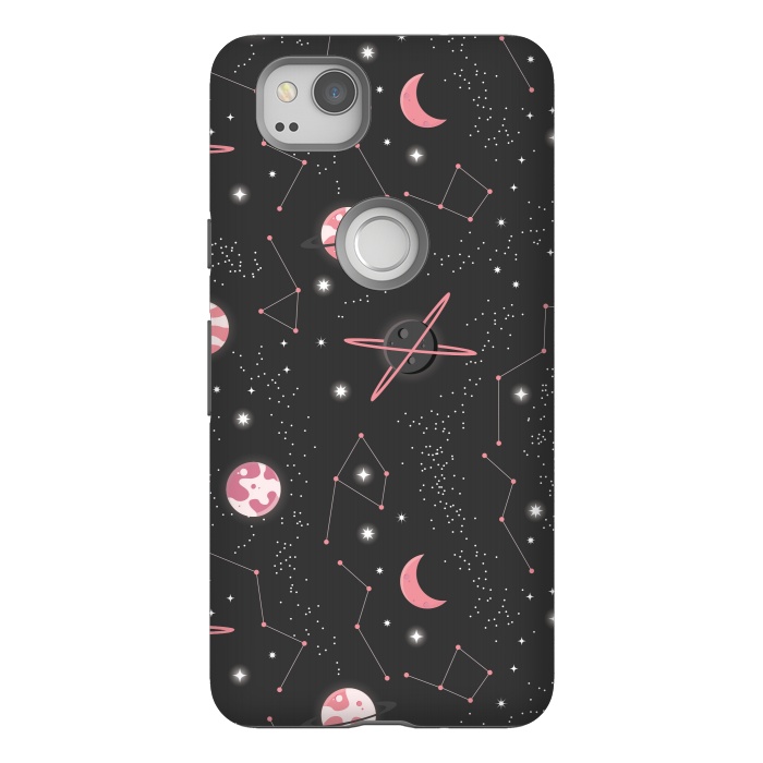 Pixel 2 StrongFit Universe with planets and stars seamless pattern, cosmos starry night sky 007 by Jelena Obradovic