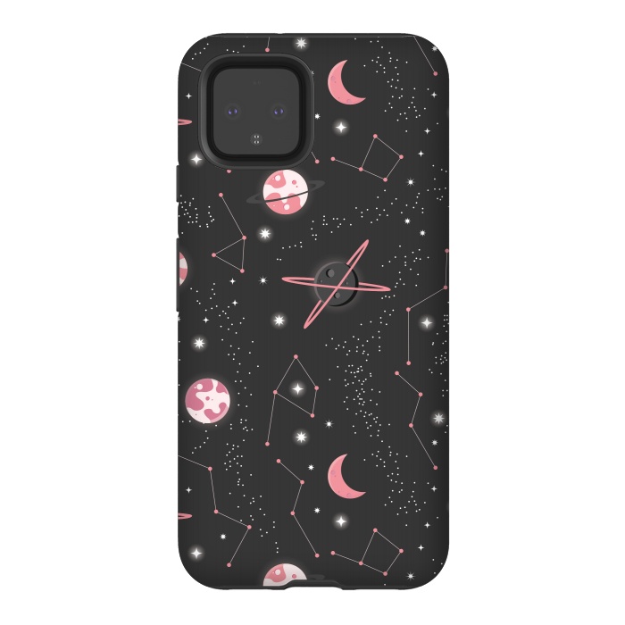 Pixel 4 StrongFit Universe with planets and stars seamless pattern, cosmos starry night sky 007 by Jelena Obradovic