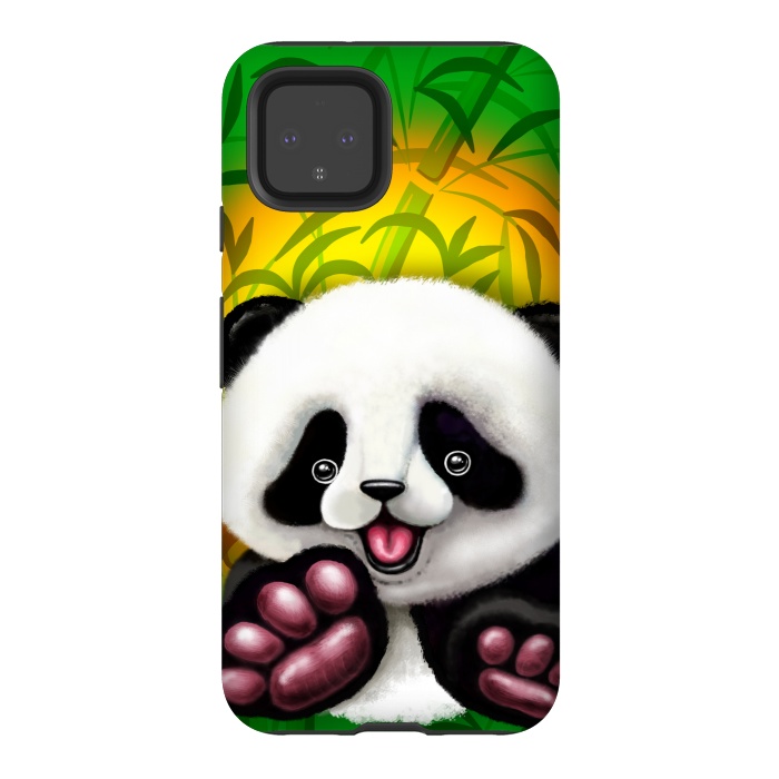 Pixel 4 StrongFit Panda Baby Bear Cute and Happy by BluedarkArt