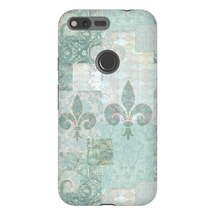 Pixel XL StrongFit Vintage Patchwork Soft Teal by Andrea Haase