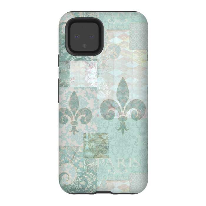 Pixel 4 StrongFit Vintage Patchwork Soft Teal by Andrea Haase