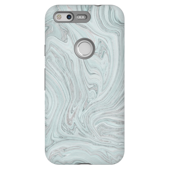 Pixel StrongFit Teal Grey Soft Pastel Marble by Andrea Haase