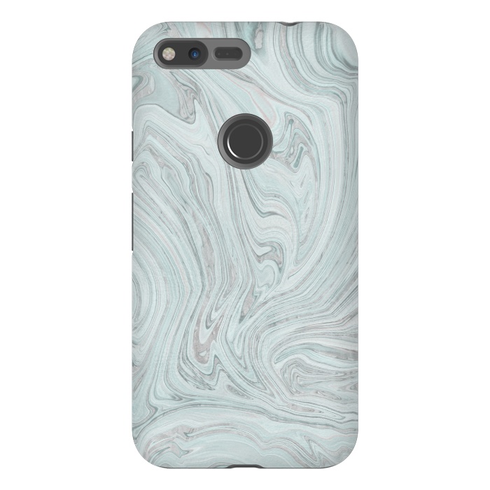 Pixel XL StrongFit Teal Grey Soft Pastel Marble by Andrea Haase