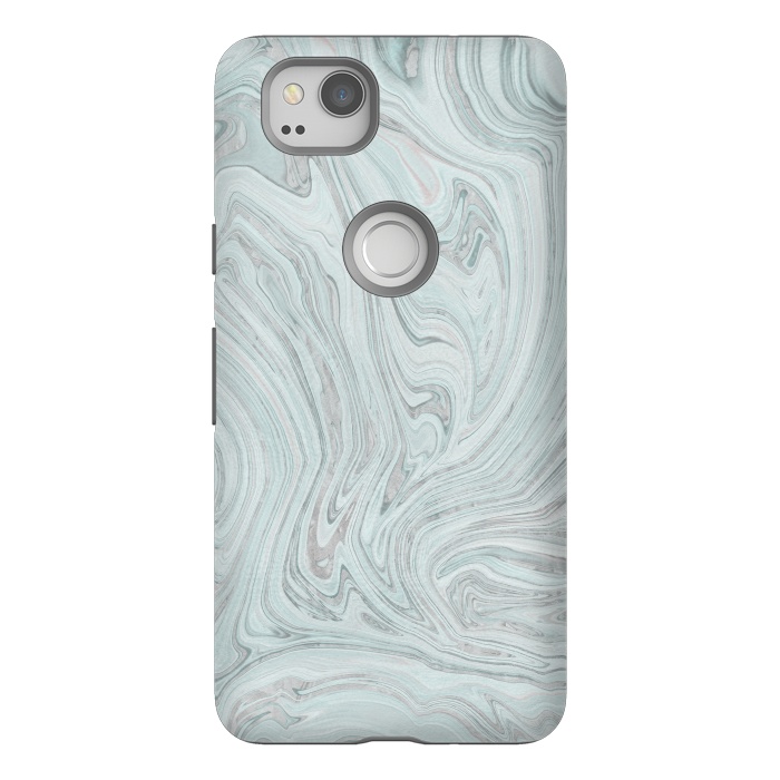 Pixel 2 StrongFit Teal Grey Soft Pastel Marble by Andrea Haase